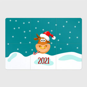Магнитный плакат 3Х2 с принтом 2021 Год быка в Петрозаводске, Полимерный материал с магнитным слоем | 6 деталей размером 9*9 см | 2021 | 7 января | bull | newyear | santa | бык | быки | бычок | год быка | дед мороз | корова | новогодние каникулы | новогодние праздники | новый 2021 | новый год | новый год 2021 | рождество | сани | санта | санта клаус