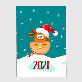 Постер с принтом 2021 Год быка в Петрозаводске, 100% бумага
 | бумага, плотность 150 мг. Матовая, но за счет высокого коэффициента гладкости имеет небольшой блеск и дает на свету блики, но в отличии от глянцевой бумаги не покрыта лаком | 2021 | 7 января | bull | newyear | santa | бык | быки | бычок | год быка | дед мороз | корова | новогодние каникулы | новогодние праздники | новый 2021 | новый год | новый год 2021 | рождество | сани | санта | санта клаус