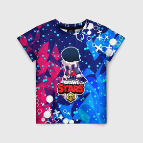 Детская футболка 3D с принтом Brawl Stars - Edgar в Петрозаводске, 100% гипоаллергенный полиэфир | прямой крой, круглый вырез горловины, длина до линии бедер, чуть спущенное плечо, ткань немного тянется | brawl stars | edgar | game | абстракция | бравл старс | браво старс | геометрия | игра | персонаж | человечек | эдгар