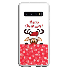 Чехол для Samsung Galaxy S10 с принтом Merry Christmas в Петрозаводске, Силикон | Область печати: задняя сторона чехла, без боковых панелей | Тематика изображения на принте: christmas | merry christmas | santa claus | дед мороз | ёлка | новогодние олени | новый год | оленёнок бэмби | оленёнок рудольф | орнамент | с новым годом | санта клаус | свитер с оленями | снегурочка | снежинки | узоры