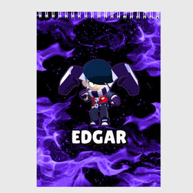 Скетчбук с принтом BRAWL STARS EDGAR в Петрозаводске, 100% бумага
 | 48 листов, плотность листов — 100 г/м2, плотность картонной обложки — 250 г/м2. Листы скреплены сверху удобной пружинной спиралью | 8 bit | 8 бит | brawl | brawl stars | crow | edgar | leon | stars | бравл | бравл старс | браво старс | едгар | игра | компьютерная | леон | огонь | онлайн | старс | эдгар