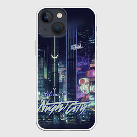 Чехол для iPhone 13 mini с принтом Welcome to Night City в Петрозаводске,  |  | ceberpunk | city | night | welcome | киберпанк