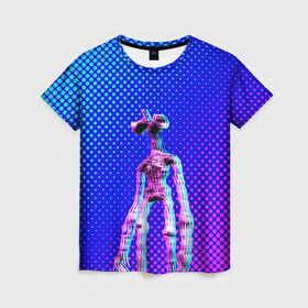Женская футболка 3D с принтом Siren Head - Helloween в Петрозаводске, 100% полиэфир ( синтетическое хлопкоподобное полотно) | прямой крой, круглый вырез горловины, длина до линии бедер | glitch | glitch siren head | rgb | siren head | sirena | глитч | глич | ретро | сирейноголовый | сирена | сиреноголовый