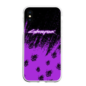 Чехол для iPhone XS Max матовый с принтом Cyberpunk neon. в Петрозаводске, Силикон | Область печати: задняя сторона чехла, без боковых панелей | cd project red | cyberpunk 2077 | keanu reeves | samurai | киану ривз | киберпанк 2077 | самураи