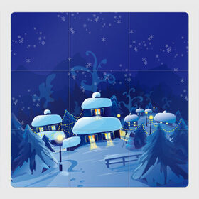 Магнитный плакат 3Х3 с принтом Зимняя ночь в Петрозаводске, Полимерный материал с магнитным слоем | 9 деталей размером 9*9 см | 