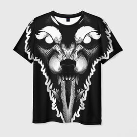 Мужская футболка 3D с принтом Фенрир в Петрозаводске, 100% полиэфир | прямой крой, круглый вырез горловины, длина до линии бедер | волк | волчара | дотворк | кинжал | тату | фенрир