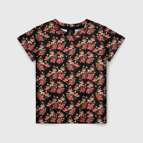 Детская футболка 3D с принтом Узор цветочек в Петрозаводске, 100% гипоаллергенный полиэфир | прямой крой, круглый вырез горловины, длина до линии бедер, чуть спущенное плечо, ткань немного тянется | молодежная | узор | цветочек