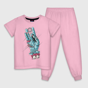 Детская пижама хлопок с принтом Zombie hand в Петрозаводске, 100% хлопок |  брюки и футболка прямого кроя, без карманов, на брюках мягкая резинка на поясе и по низу штанин
 | peace | зомби | кисть | кости | мир | пальцы | рука | хипстер