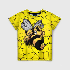 Детская футболка 3D с принтом Дикая пчела в Петрозаводске, 100% гипоаллергенный полиэфир | прямой крой, круглый вырез горловины, длина до линии бедер, чуть спущенное плечо, ткань немного тянется | дикая пчела | жало | мед | насекомые | опасность | соты | текстура | шершень