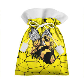 Подарочный 3D мешок с принтом Дикая пчела в Петрозаводске, 100% полиэстер | Размер: 29*39 см | Тематика изображения на принте: дикая пчела | жало | мед | насекомые | опасность | соты | текстура | шершень
