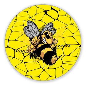 Коврик для мышки круглый с принтом Дикая пчела в Петрозаводске, резина и полиэстер | круглая форма, изображение наносится на всю лицевую часть | дикая пчела | жало | мед | насекомые | опасность | соты | текстура | шершень