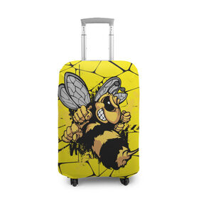 Чехол для чемодана 3D с принтом Дикая пчела в Петрозаводске, 86% полиэфир, 14% спандекс | двустороннее нанесение принта, прорези для ручек и колес | дикая пчела | жало | мед | насекомые | опасность | соты | текстура | шершень