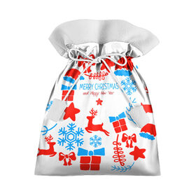 Подарочный 3D мешок с принтом Merry Christmas and HNY в Петрозаводске, 100% полиэстер | Размер: 29*39 см | 2021 | 2022 | happy | new year | быка | гирлянда | дед мороз | елка | зеленый | игрушка | клаус | конфеты | нг | новый год | носок | перчатка | печенье | подарок | полосы | пряник | рождество | с | санта | сладости | снег