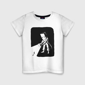 Детская футболка хлопок с принтом little nightmares в Петрозаводске, 100% хлопок | круглый вырез горловины, полуприлегающий силуэт, длина до линии бедер | Тематика изображения на принте: пакет | персонаж | фонарь
