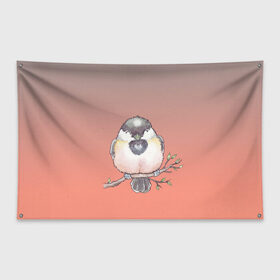 Флаг-баннер с принтом акварельная птица на ветке в Петрозаводске, 100% полиэстер | размер 67 х 109 см, плотность ткани — 95 г/м2; по краям флага есть четыре люверса для крепления | Тематика изображения на принте: 