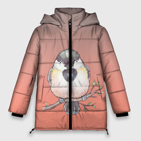 Женская зимняя куртка 3D с принтом акварельная птица на ветке в Петрозаводске, верх — 100% полиэстер; подкладка — 100% полиэстер; утеплитель — 100% полиэстер | длина ниже бедра, силуэт Оверсайз. Есть воротник-стойка, отстегивающийся капюшон и ветрозащитная планка. 

Боковые карманы с листочкой на кнопках и внутренний карман на молнии | 