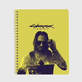 Тетрадь с принтом Cyberpunk 2077 в Петрозаводске, 100% бумага | 48 листов, плотность листов — 60 г/м2, плотность картонной обложки — 250 г/м2. Листы скреплены сбоку удобной пружинной спиралью. Уголки страниц и обложки скругленные. Цвет линий — светло-серый
 | 2077 | action | cyberpunk | cyberpunk 2077 | rpg | игра | киану ривз | киберпанк | найт сити | рпг