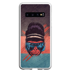 Чехол для Samsung Galaxy S10 с принтом Горилла в Петрозаводске, Силикон | Область печати: задняя сторона чехла, без боковых панелей | горилла | животные | мир джунглей | обезьяна | очки | текстура