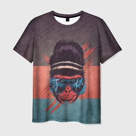 Мужская футболка 3D с принтом Горилла в Петрозаводске, 100% полиэфир | прямой крой, круглый вырез горловины, длина до линии бедер | горилла | животные | мир джунглей | обезьяна | очки | текстура