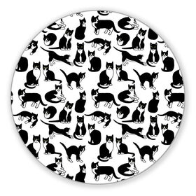 Коврик для мышки круглый с принтом Котики Чёрно-белые в Петрозаводске, резина и полиэстер | круглая форма, изображение наносится на всю лицевую часть | Тематика изображения на принте: cat | cats | cosmos | kitten | mem | memes | rose | roses | глаза | глазки | киска | космос | кот | котёнок | котик | котики | котэ | котята | кошак | кошка | кошки | красивая | мем | мемчики | милая | прикольная | розы | светлая