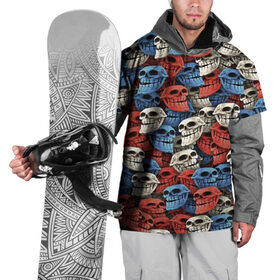 Накидка на куртку 3D с принтом Черепа троллей (триколор) в Петрозаводске, 100% полиэстер |  | problem | trollface | мем | патриот | паттерн | тролль | флаг | череп