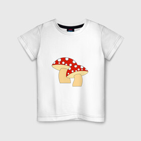 Детская футболка хлопок с принтом Грибы в Петрозаводске, 100% хлопок | круглый вырез горловины, полуприлегающий силуэт, длина до линии бедер | горох | грибы | картинки | круги | лес | мухомор | осень | позитив | популярные | прикольные