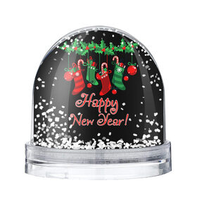 Снежный шар с принтом Happy New Year! в Петрозаводске, Пластик | Изображение внутри шара печатается на глянцевой фотобумаге с двух сторон | 2020 | 2021 | happy | new year | быка | гирлянда | дед мороз | елка | зеленый | игрушка | клаус | конфеты | нг | новый год | носок | перчатка | печенье | подарок | полосы | пряник | рождество | с | санта | сладости | снег