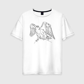 Женская футболка хлопок Oversize с принтом Символ Орла в Петрозаводске, 100% хлопок | свободный крой, круглый ворот, спущенный рукав, длина до линии бедер
 | animals | art | bird | eagle | falcon | tattoo | wings | арт | беркут | гор | гордый | дикий | животные | крылья | летающий | один | орел | орлан | пернатый | перья | природа | птица | птичка | символ | сокол | соколиный взгляд