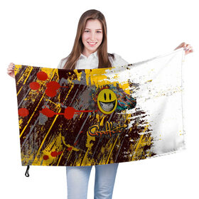 Флаг 3D с принтом Граффити(смайлик) в Петрозаводске, 100% полиэстер | плотность ткани — 95 г/м2, размер — 67 х 109 см. Принт наносится с одной стороны | hip hop | высказывание | граффити | детская | идея | манера | мемы | монстры | разные | рисунок | символ | смайлик