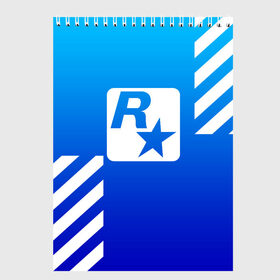 Скетчбук с принтом ROCKSTAR GAME в Петрозаводске, 100% бумага
 | 48 листов, плотность листов — 100 г/м2, плотность картонной обложки — 250 г/м2. Листы скреплены сверху удобной пружинной спиралью | Тематика изображения на принте: game | gamer | rdr2 | red dead redemption 2 | rockstar studios | игры