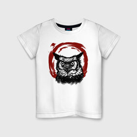 Детская футболка хлопок с принтом LegiOWLn в Петрозаводске, 100% хлопок | круглый вырез горловины, полуприлегающий силуэт, длина до линии бедер | bird | black and white | owl | птица | сова | филин