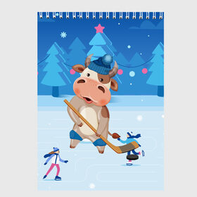 Скетчбук с принтом Бык играет в хоккей в Петрозаводске, 100% бумага
 | 48 листов, плотность листов — 100 г/м2, плотность картонной обложки — 250 г/м2. Листы скреплены сверху удобной пружинной спиралью | 2021 | 7 января | bull | newyear | santa | бык | быки | бычок | год быка | дед мороз | корова | новогодние каникулы | новогодние праздники | новый 2021 | новый год | новый год 2021 | рождество | сани | санта | санта клаус