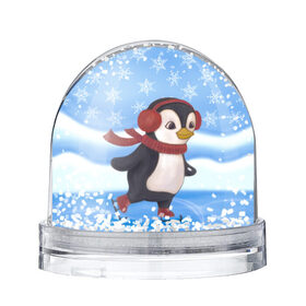 Снежный шар с принтом Пингвинчик на коньках в Петрозаводске, Пластик | Изображение внутри шара печатается на глянцевой фотобумаге с двух сторон | 2021 | зима | коньки | лёд | милый | новый год | пингвин | снег | снежинки | фигурное катание