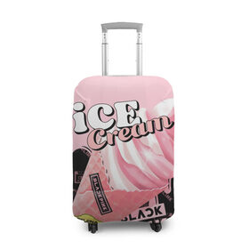 Чехол для чемодана 3D с принтом BLACKPINK ICE CREAM в Петрозаводске, 86% полиэфир, 14% спандекс | двустороннее нанесение принта, прорези для ручек и колес | black pink | blackpink | ice cream | k pop | блэкпинк | дженни | джису | к поп | лиса | розэ