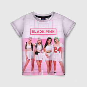Детская футболка 3D с принтом BLACKPINK в Петрозаводске, 100% гипоаллергенный полиэфир | прямой крой, круглый вырез горловины, длина до линии бедер, чуть спущенное плечо, ткань немного тянется | black pink | blackpink | k pop | блэкпинк | дженни | джису | к поп | лиса | розэ