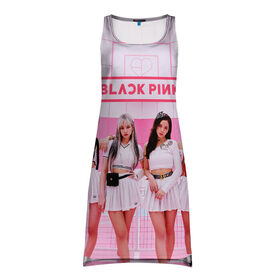 Платье-майка 3D с принтом BLACKPINK в Петрозаводске, 100% полиэстер | полуприлегающий силуэт, широкие бретели, круглый вырез горловины, удлиненный подол сзади. | black pink | blackpink | k pop | блэкпинк | дженни | джису | к поп | лиса | розэ