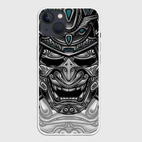 Чехол для iPhone 13 с принтом Cyber Samurai в Петрозаводске,  |  | evil | head | mask | rage | robot | samurai | skull | warrior | арт | воин | гнев | голова | злой | киберпанк | маска | робот | самурай | сёгун | череп | японский