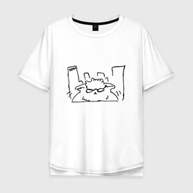 Мужская футболка хлопок Oversize с принтом Курсэд Кэтс Семь в Петрозаводске, 100% хлопок | свободный крой, круглый ворот, “спинка” длиннее передней части | cat | community | electronic mushroom | meme