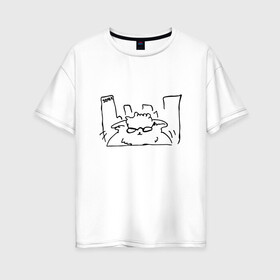Женская футболка хлопок Oversize с принтом Курсэд Кэтс Семь в Петрозаводске, 100% хлопок | свободный крой, круглый ворот, спущенный рукав, длина до линии бедер
 | cat | community | electronic mushroom | meme