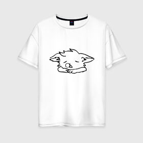 Женская футболка хлопок Oversize с принтом Курсэд Кэтс Восемь в Петрозаводске, 100% хлопок | свободный крой, круглый ворот, спущенный рукав, длина до линии бедер
 | cat | community | electronic mushroom | meme