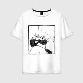 Женская футболка хлопок Oversize с принтом Царь В Рамке Черный в Петрозаводске, 100% хлопок | свободный крой, круглый ворот, спущенный рукав, длина до линии бедер
 | 