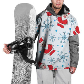 Накидка на куртку 3D с принтом Новогодний узор с Сантой в Петрозаводске, 100% полиэстер |  | Тематика изображения на принте: дед мороз | красный | новогодний | новый год | паттерн | праздничный | санта | снежинки | узор