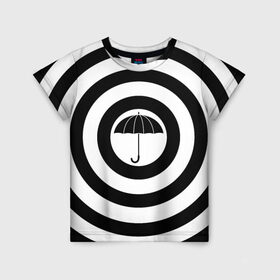 Детская футболка 3D с принтом Узор Академия Амбрелла в Петрозаводске, 100% гипоаллергенный полиэфир | прямой крой, круглый вырез горловины, длина до линии бедер, чуть спущенное плечо, ткань немного тянется | академия | амбрелла | белый | зонт | полосы | узор | фильм | черный