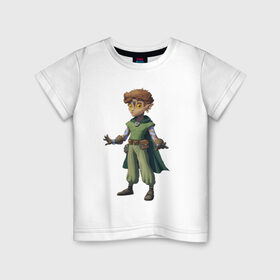 Детская футболка хлопок с принтом Герой в Петрозаводске, 100% хлопок | круглый вырез горловины, полуприлегающий силуэт, длина до линии бедер | зеленый | маг | фэнтези