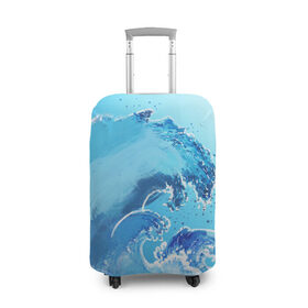Чехол для чемодана 3D с принтом Волна с фоном в Петрозаводске, 86% полиэфир, 14% спандекс | двустороннее нанесение принта, прорези для ручек и колес | акварель | брызги | вода | волны | море | океан