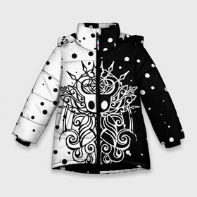 Зимняя куртка для девочек 3D с принтом HOLLOW KNIGHT в Петрозаводске, ткань верха — 100% полиэстер; подклад — 100% полиэстер, утеплитель — 100% полиэстер. | длина ниже бедра, удлиненная спинка, воротник стойка и отстегивающийся капюшон. Есть боковые карманы с листочкой на кнопках, утяжки по низу изделия и внутренний карман на молнии. 

Предусмотрены светоотражающий принт на спинке, радужный светоотражающий элемент на пуллере молнии и на резинке для утяжки. | hollow knight | silk song | silksong | босс | ложный рыцарь | матка жужж | силк сонг | холлоу кнайт | холлоу найт
