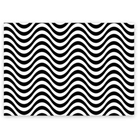 Поздравительная открытка с принтом ЧБ Волна в Петрозаводске, 100% бумага | плотность бумаги 280 г/м2, матовая, на обратной стороне линовка и место для марки
 | зебра | кривые | полосы | текстуры | узор волна | чб | чб волна | черное и белое