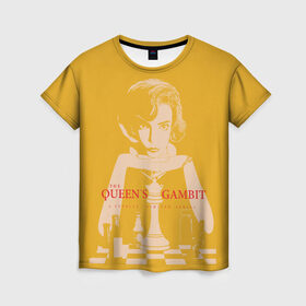 Женская футболка 3D с принтом Ход королевы в Петрозаводске, 100% полиэфир ( синтетическое хлопкоподобное полотно) | прямой крой, круглый вырез горловины, длина до линии бедер | the queens gambit | графика | девушка | королева | шахматы