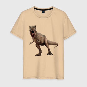 Мужская футболка хлопок с принтом T-Rex в Петрозаводске, 100% хлопок | прямой крой, круглый вырез горловины, длина до линии бедер, слегка спущенное плечо. | dinosaurs | predator | дино | динозавр | звери | хищник | ящер