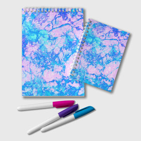 Блокнот с принтом Нежные краски в Петрозаводске, 100% бумага | 48 листов, плотность листов — 60 г/м2, плотность картонной обложки — 250 г/м2. Листы скреплены удобной пружинной спиралью. Цвет линий — светло-серый
 | abstract | blue | casual | casual style | pink | texture | абстрактный рисунок | абстракция | блики | брызги | вода | волны | градиент | краски | мазки | море | морская | пастельные цвета | повседневный | пятна красок